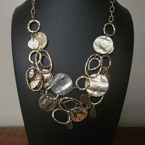 Elegant Silver and Gold Statement Necklace
